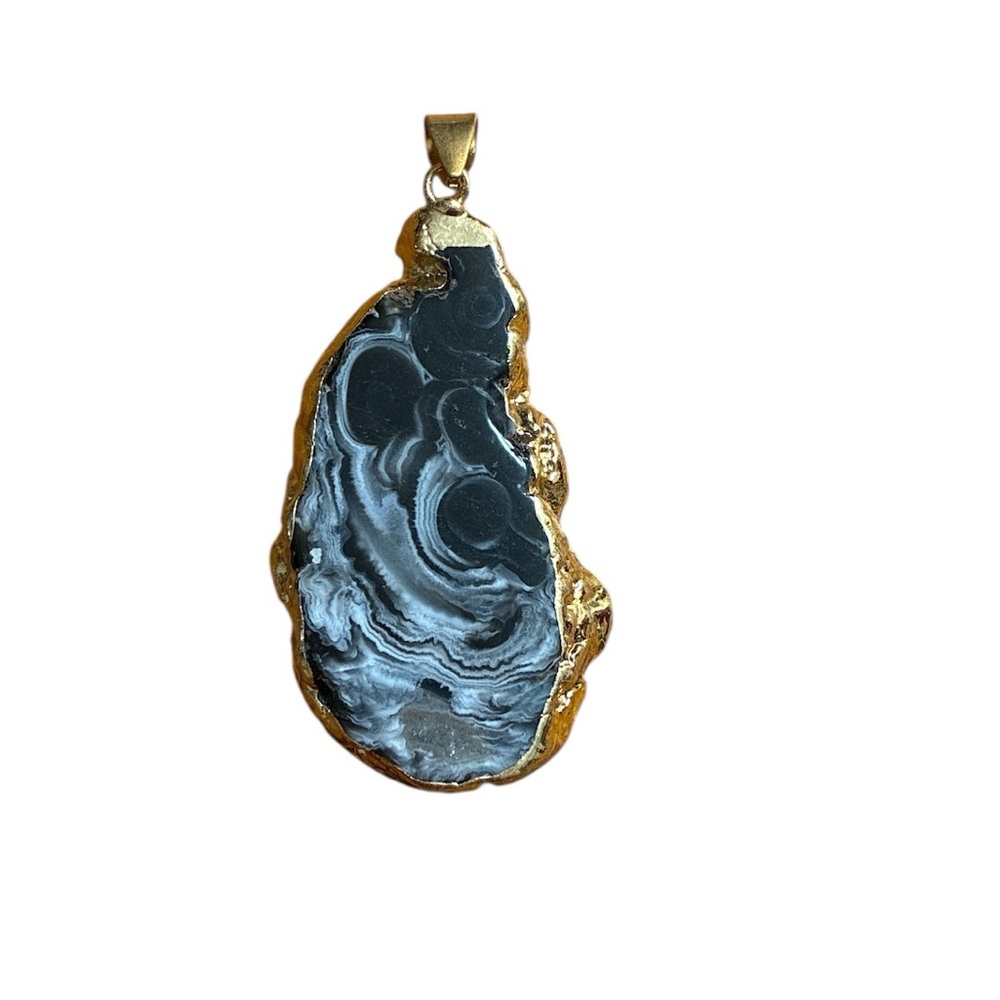 Black Agate Necklace Pendant